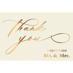 Better Office Wedding Thank You Cards with Envelopes, 4" x 6" Ivory/Metallic Gold, 50/Pack (64644-50PK) Ivory