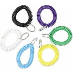 Universal Wrist Coil Plus Key Ring, Plastic, Assorted Colors, 6/Pack