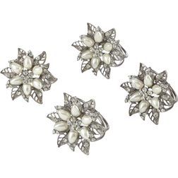 Saro Lifestyle Bejeweled Flower Napkin Ring 2.5" 4