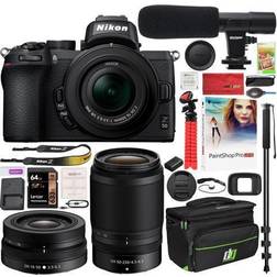 Nikon Z50 Mirrorless Camera 4K DX-Format 16-50mm 50-250mm VR 2 Lens Kit Bundle