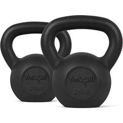 Yes4All 45 lb Cast Iron Kettlebell Combo Set Includes 20-25lb