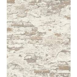 Rasch Brewster Home Fashions Templier Distressed Brick Wallpaper, White