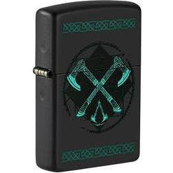 Zippo Assassin s Creed Valhalla Hatchets Celtic Braids Black Matte Pocket Lighter