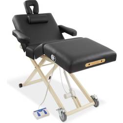 Saloniture Professional 4-Section Electric Lift Massage Table Includes Armrest, Headrest, Face Cradle and Bolster Black