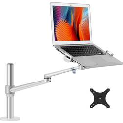 Viozon Laptop/Notebook/Projector Mount Stand,Height Adjustable Single Arm Mount Support 12-17 inch Laptop/Notebook/Tablet, Free Removable VESA 75X75 and 100X100 for Monitor 17-32 inch (Silver)