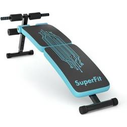 Costway Abdominal Twister Trainer with Adjustable Height Exercise Bench-Blue
