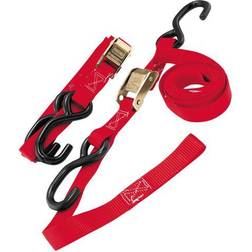 BikeMaster Integrated Soft-Hook Tie-Downs with Carabiners Red 1" x 72"