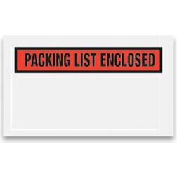 Panel Face Envelopes, "Packing List Enclosed" Print, 10"L x 5-1/2"W, Red, 1000/Pack