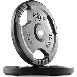 XMark TRI-Grip 45 lb Pair Olympic Plates, One-Year Warranty, Olympic Weight Plates, Classic Design, Rubber Coated Olympic Weight Plate Set, Olympic Barbell Weight Set for Home