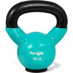 Yes4All 10lb Vinyl Coated PVC Kettlebell with Rubber Base Peacock Single