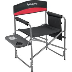KingCamp Folding Camping Chair Heavy Duty Director Chair with Side Table and Side Pockets Red
