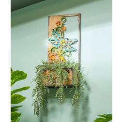 Evergreen Laser Cut Metal Painted Dragonfly Plant Stand