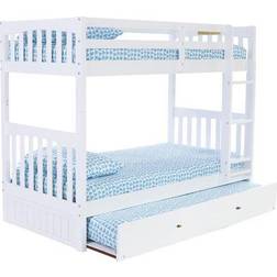 Solid Pine Twin over Twin Bunk Bed with Roll out Twin Trundle Bed (0211MTRU-22) 41x79"