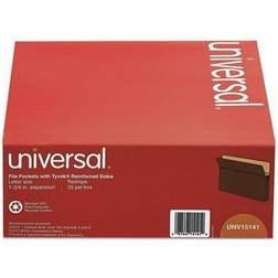 Universal 1-3/4" Expanding File Pockets, Straight Tab, Letter, Redrope/Manila, 25/Box