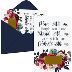 Indigo Floral Bridesmaid and Maid of Honor Scratch Offs with Envelopes Pack of 7 Bridal Proposal Cards for Asking Wedding Attendants to Stand with Me Rustic Set Paper Clever Party