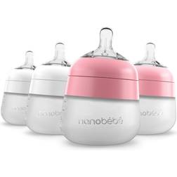 Nanobebe Flexy Silicone Baby Bottle in Pink/White Size 5 oz 100% Silicone