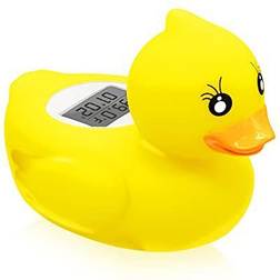 BabyElf Baby Water Thermometer Baby Bath and Room Thermometer Floating Alarm for Infant Bathtub and Swimming Pool Yellow Duck