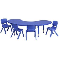 Flash Furniture YU-YCX-0043-2-MOON-TBL-BLUE-E-GG 35''W 65''L Adjustable Half-Moon Blue Plastic Activity Stack
