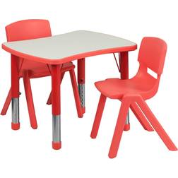 Flash Furniture YU-YCY-098-0032-RECT-TBL-RED-GG 21.875''W 26.625''L Adjustable Rectangular Red Activity Stack