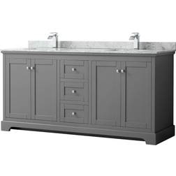 Wyndham Collection Avery 72-in Dark Gray Undermount Double Sink Bathroom Vanity with White Carrara Marble Natural Marble Top WCV232372DKGCMUNSMXX