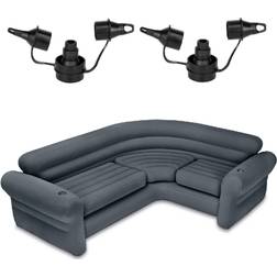Intex Air Pump w/3 Nozzles (2 Pack) w/Inflatable Couch w/Cupholders