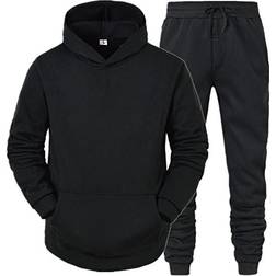 Generic Men's Tracksuit 2 Piece Hooded Athletic Sweatsuits - Black