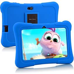 Pritom 7 inch Tablet, Quad Core Android 10, 32GB, WiFi, Bluetooth, Dual Camera, Educationl, Games,Parental Control, Kids Software Pre-Installed with Kids-Tablet Case (Dark Blue)
