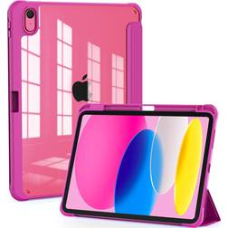 OKP New iPad 10th Generation Case 2022, ipad 10.9 inch Case with Trifold Stand, Auto Wake/Sleep, ipad 10 gen Protective Cover with Slim Lightweight Clear PC Back Shell for Women Men