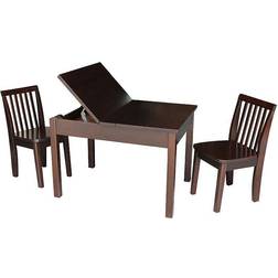 International Concepts Rich Mocha Rectangular Kid's Play Table 2 Chairs