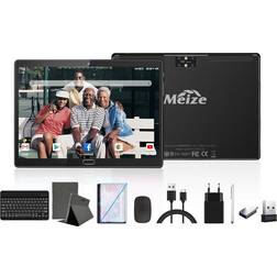 Meize Tablet with Keyboard, Android 11.0 2 in 1 Tablets, 10.1 inch Tablet HD, 4GB RAM 64GB ROM 256GB Expandable, Octa-Core Processor, WiFi, GPS, Bluetooth, Google Certified Tablet PC