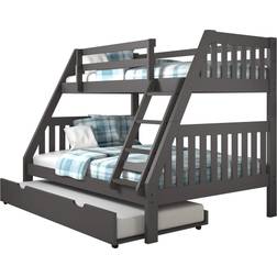 Donco kids Full Dark Grey Mission Bed with Twin Trundle Bunk, Twin