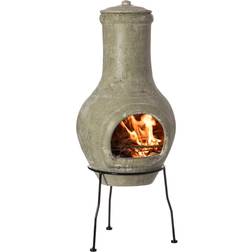 Vintiquewise Indoor Clay Chimenea Fire Pit with Stand
