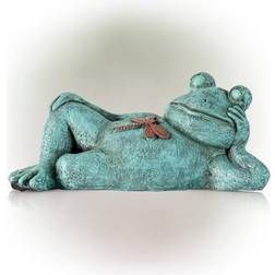 Alpine Corporation 7" Magnesium Oxide Frog Relaxing Statue