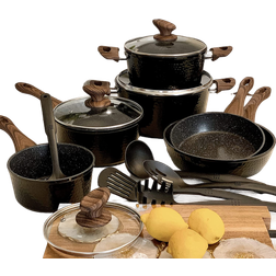 Kitchen Academy Induction Cookware Set with lid 15 Parts