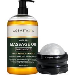Cosmetasa Sore Muscle Massage Oil with Massage Ball Roller 260ml