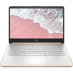 HP Premium 14-inch HD Thin and Light Laptop, Intel Quad-Core Processor, 8GB RAM, 64GB Storage, Long Battery Life, Webcam, Bluetooth, HDMI, Wi-Fi, Rose Gold, Windows 11 + 1 Year Microsoft 365