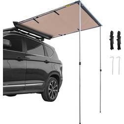 Vevor 5 x 6.5 ft. Car Side Awning with Carry Bag Pull-Out Retractable Vehicle Awning Waterproof UV50 Installation Kit, Khaki