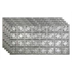 Fasade Traditional Syle # 4 48-3/8" x 24-3/8" PVC Glue Up Tile in Crosshatch Silver PG5321