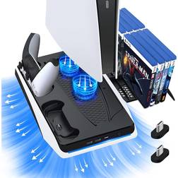 PS5 Controller/Console Dock with Cooler Fan and 12 Games Storage