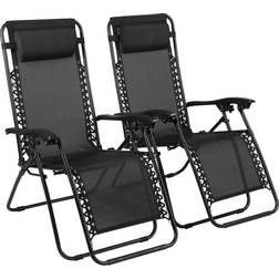 Naomi Home STOCK Black Zero Gravity Recliner Metal Sling Outdoor Lounge Chair (2-Pack)