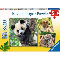 Ravensburger Pussel: Panda, Lion And Tiger 3x49 Bitar