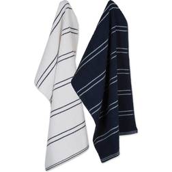 DII Ribbed Terry Kitchen Towels 16x26" Set of 6 Dishcloth White, Blue