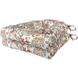 Paisley Set of Two Pad Seat Chair Cushions Multicolor, Red