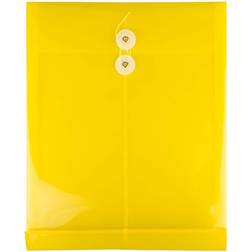 Jam Paper Plastic Envelopes 9.8x11.8 Yellow 12/Pack Button String Letter Open End