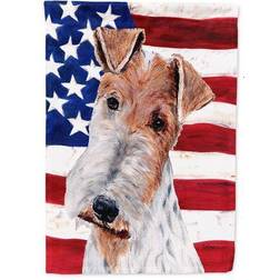 Wire Fox Terrier with American Flag USA Flag