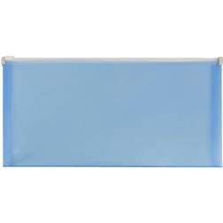 Jam Paper #10 Plastic Zip Envelopes 5x10 Blue 12/Pack