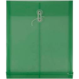 Jam Paper Plastic Envelopes 9.8x11.8 12/Pack Green Button String Letter Open End