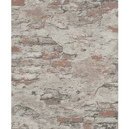 Rasch Brewster Home Fashions Wallpaper Templier Brown Distressed Brick Wallpaper