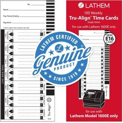 TruAlign E16 Time Cards for 1600E, Weekly, 1-Sided, Box of 100