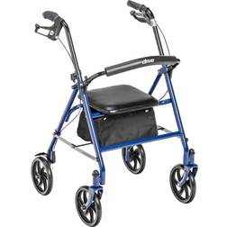 Drive Medical 4-Wheel Rollator Rolling Walker w/ Fold Up Back Support Blue